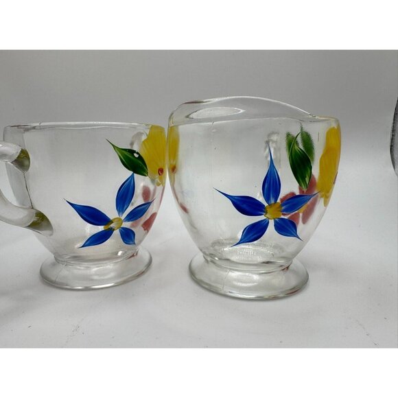 Vintage Bartlett Collins Creamer Sugar Bowl Floral Yellow Blue Gay Fad 50’s Vtg - Picture 2 of 9